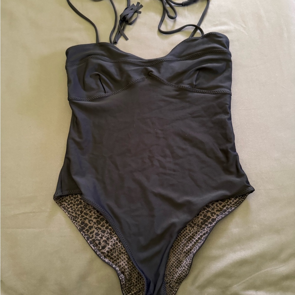 Acacia Swimwear Black and Leopard One-Piece